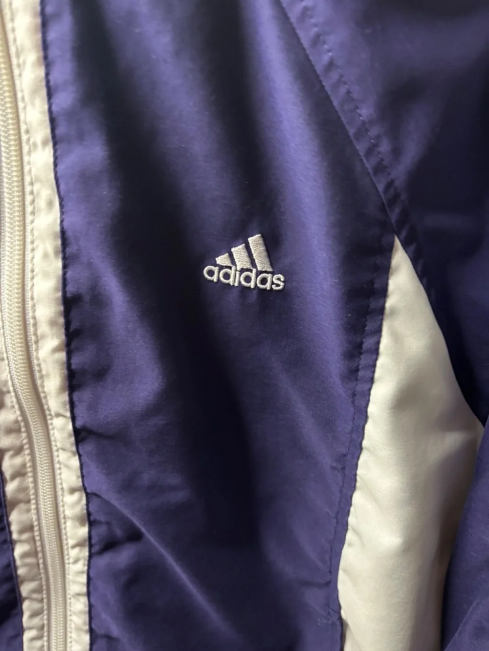 Adidas Men's LG Full Zip Windbreaker Jacket Purple /White Lightweight Athletic